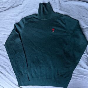 Ami Dark Green Turtleneck Sweater